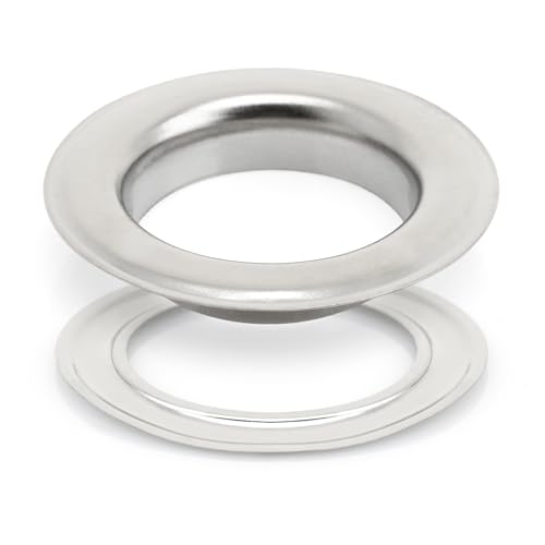 CRAFTMEMORE 1 inch Hole 10 Sets Grommets Eyelets with Washers for Leather, Tarp, Canvas (Silver)