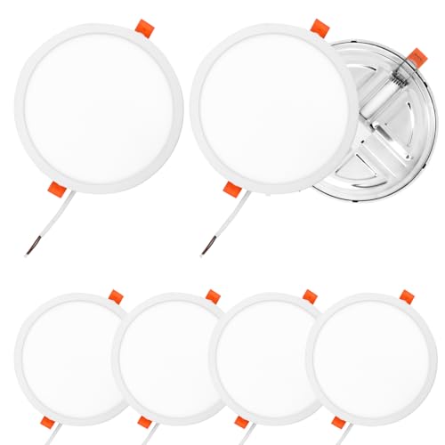 La Mejor Lista de Lamparas empotrables - los más vendidos. 47 Lámparas De Techo Para Interior De Casas de 6PZ, 18W Lampara Led Techo Empotrable Para Salas, Baño, Dormitorios, Cocina, 17.5 * 17.5cm Plafones, 1260Lm Luz De Día Blanca-6500K