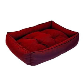 Pet Royal Luxurious Square Soft Velvet Dual Color Dog Cat Pet Puppy Bed Washable, Comfortable,Bed for All Types of Breed Dog and Cats (Red)-XL