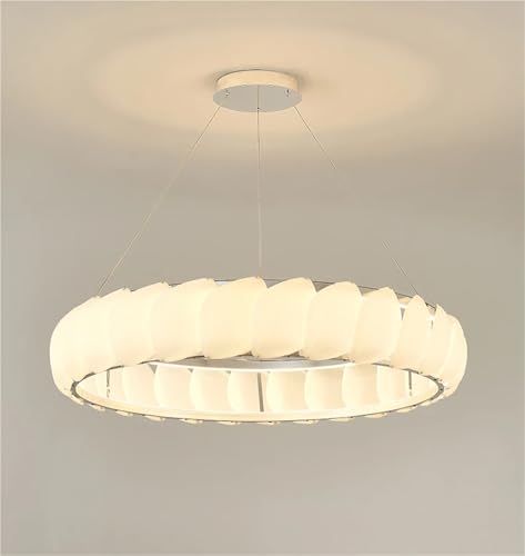 Lustre LED à intensité variable en métal argenté avec éclairage moderne modulable