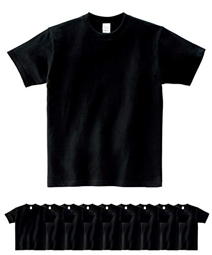 (プリントスター)Printstar | 00085-CVT 5.6オンス ヘビーウェイトTシャツ 10枚セット キッズ (ブラック, 100)