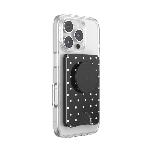Image of PopSockets Phone Wallet for MagSafe, Phone Card Holder with Grip, Cute - Licorice Dot