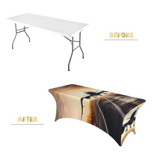 Nappe extensible pour table rectangulaire housse élasthanne buffet - 5