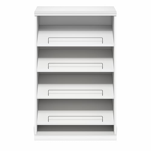 Image of Furinno FANO Shoe Rack, 4-Tier Shoe Organizer, Closet Shoe Shelf with Angled, Adjustable Shelves, Stackable Shoe Storage, 15.9 x 23.6 x 36.2 for Wardrobe, Bedroom, Living Room, White