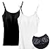 2 Stück Damen BH-Hemden Gepolstert Tank Top Unterhemd ohne Bügel Leibchen verstellbare Trägertop mit Cups Sommer Spaghettiträger Top mit integriertem BH Eingebauter Trägershirt für Frauen（L）
