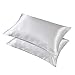 Damier Lot de 2 housses de coussin en satin de 40 x 80 cm - Blanc soyeux et brillant - Avec enveloppe