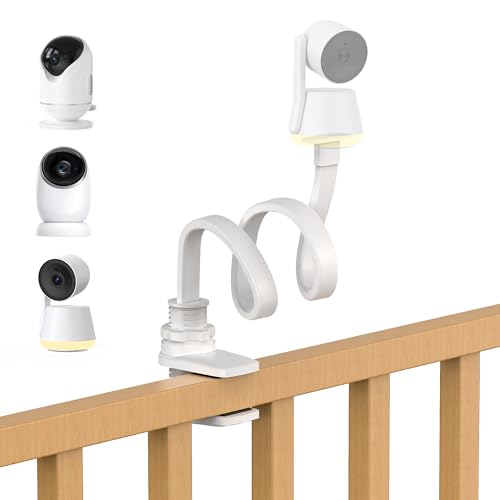 Dr.Care Baby Monitor Mount, Universal Adjustable Baby Camera Holder Clip Mount, Compatible with All Baby Monitor Cameras, Flexible Long Gooseneck Arm for Crib Without Tools