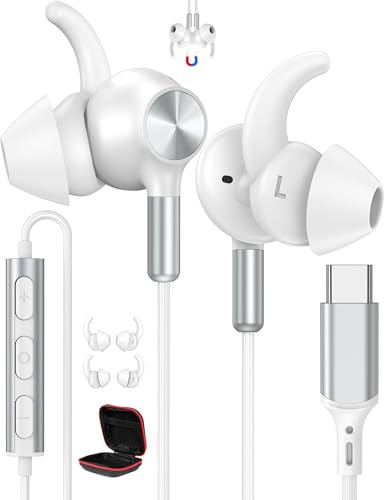Auricolari C cablati sportivi per Samsung A16 A56 A36 S25 HiFi Stereo Magnetico Auricolare Tipo C Intra con Microfono per iPhone 16 15 Pixel 9a One Plus usb