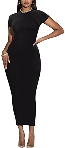 Women's Club Bodycon Dresses Casual Summer Maxi Party Sheath Pencil Dress Black M