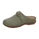 Clogs for Women Mules Slip on, Comfortable Arch Support Sandals for Women, Closed Toe Backless Low Wedge Platform Slides Green
