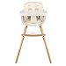 COSTWAY Trona de Bebé de Madera Silla Alta para Comedor con Bandeja Cinturón de Seguridad y Cojín (Beige)