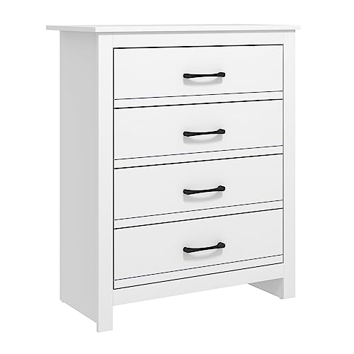 Image of Galano Limestone 4 Drawer Chest – Storage Drawers for Bedroom, Hallway, or Entryway – White Finish