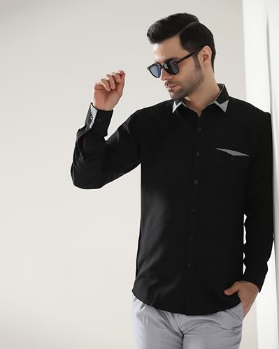 Image of TAGDO Men's Full Sleeve Shirt | Pocket Design and Spread Collar Shirt for Man (2054)