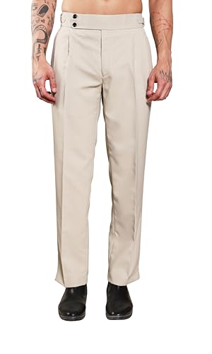 Image of Gurkha Pants for Men | Trouser for Men | Formal Pant | Double Button | Loose Fit Trouser High Waist Pleated Casual Trousers | Vintage Straight Leg Pants for Office Smart Casual Travel Party