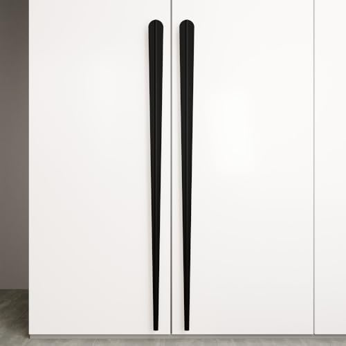 Image of LAPO 36 Inch Pull Handles for Drawer Units, Suitable for Cabinet & Wardrobes Doors, Smooth Hold Style, Rust Resistant Surface, Hole to Hole Size 90 cm, Quick Install Setup (Black, Pack of 3)