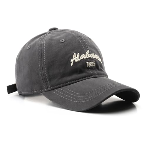 Alabama Embroidery Cap Unisex Baseball Cap Cotton Outdoor Sun Hat (Grey)