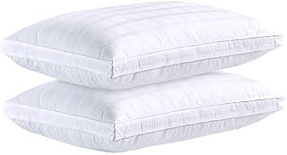 D & G THE DUCK AND GOOSE CO Premium Hotel Quality Pillow with 300TC Cotton Cover & Down Alternative White Microfiber Pillow Medium/Firm Pillow (2 Pillows - 48x74cm, White)