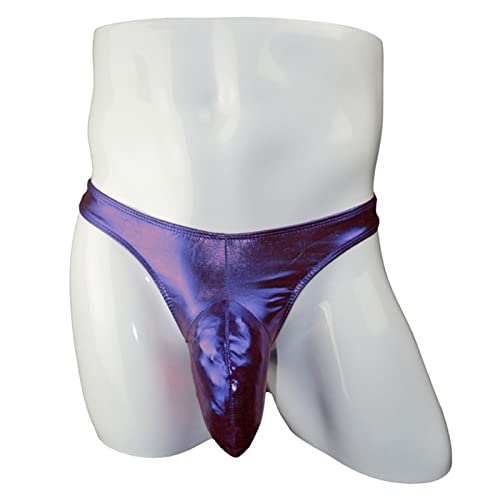 Men Long Bulge Pouch Briefs Low Rise Underpants G String T Back Thongs Underwear Elephant Thong Sexy Backless Bikihi (Purple,Medium) #TOP1