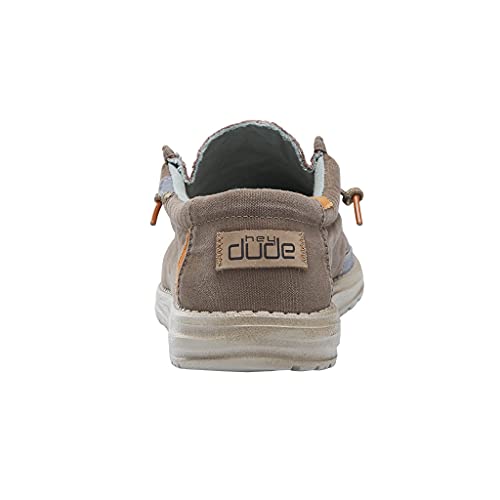 HEYDUDE Men's Wally Wash | Mens Shoes Lace Up Loafers Comfortable & Light-Weight Walnut