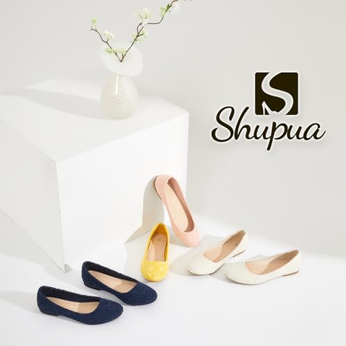 Shupua Dress Shoes for Women Round Toe Flats Shoes Lace Ballet Flats Dressy Comfortable Foldable Flats Low Heel(Navy.us8) by Shupua - Used condition - Image 8