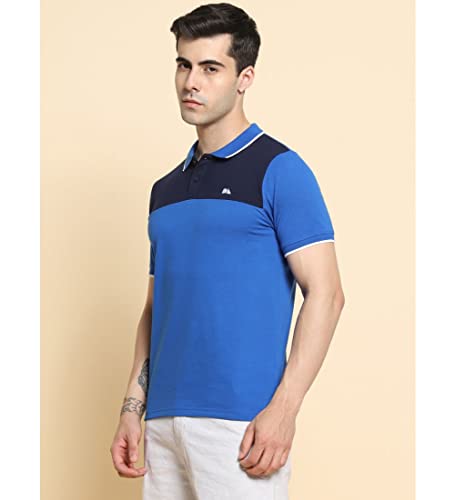 Image of Dennis Lingo Men's Poly Cotton Regular Fit Color Blocked Half Sleeve Polo T-Shirt
