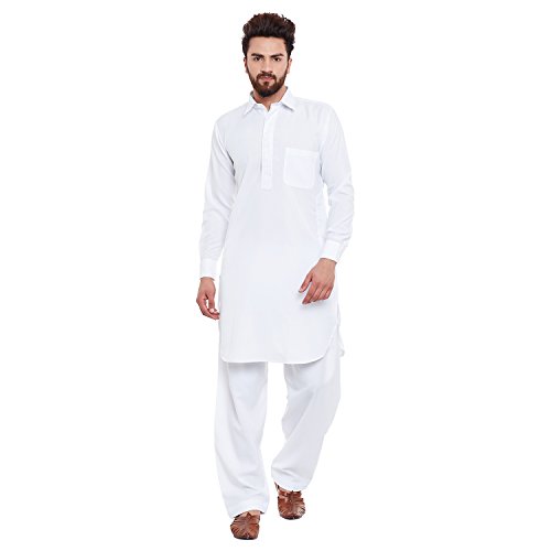 Image of SOJANYA (Since 1958 Men's Soft & Comfortable Cotton Blend Solid Pathani Set-Perfect for Eid & Holi Celebrations