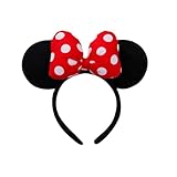 ShuaWdk ミッキー カチューシャ、ディズニー カチューシャ 、マウス耳ヘッドバンド 大人用ヘッドバンド マウスコスチューム ソリッドバックレッドピンクリボン 女の子 男の子の誕生日パーティー テーマパークコスチューム ゲームのお祝いに最適 ヘッドバンド リボンなし コスチューム用小物 (アップグレードモデル)