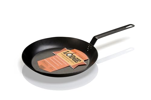 Lodge 12 Inch Carbon Steel Skillet - PFAS-Free Pre-Seasoned Carbon Steel Frying Pan for High-Heat Searing - Long Handle Design for Omelets, Grilling, and Campfire Cooking - Made in the USA