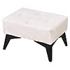 Cpintltr small footstool ottoman leather soft footrest ottoman with iron legs rectangle foot stools with non slip pads step stool sofa footrest for living room entryway bedroom white  urban country home decor