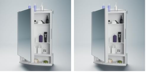 Image of Happer Plastic Premium Multipurpose Wall Mounted Storage Cabinet with Mirror, Prime Look (White) (Pack of 2)