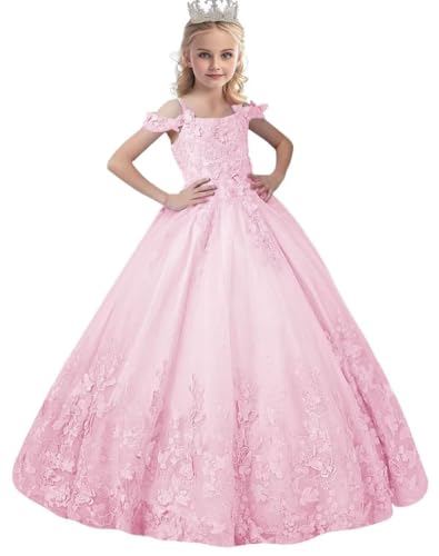 Flower Girl Dress Butterfly Appliques Princess Pageant Dresses for Girls Off Shoulder First Communion Dresses