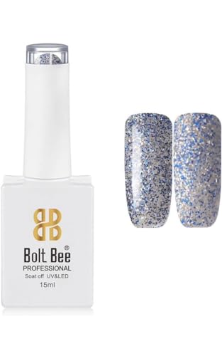Image of BOLT BEE 15ML Gel Nail Polish 1Pc Clear Pink Glitter Nail Polish Soak Off UV LED Nail Gel Polish Nail Art Starter Manicure Salon DIY at Home, 0.5 OZ (1) (92)