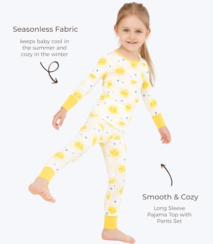 Image of Toddler Boys Girls Clothes Viscose from Bamboo Long Sleeve Top and Pants Clothing Set Soft 2Pcs Kid Outfit