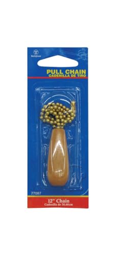 Image of Westinghouse Lighting 77087 Light Fixture Pull Chain With Wooden Handle, Brass