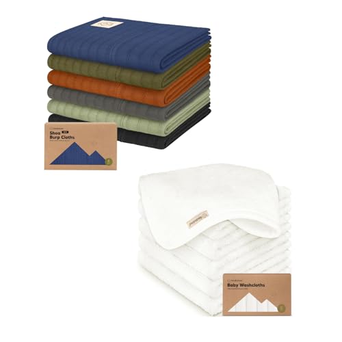 KeaBabies 6-Pack Baby Burp Cloths for Boys and Girls and Baby Washcloths for Newborns, Toddlers - Large Burp Cloths, Burping Clothes for Newborn - Bath Towels, Face Towel Ultra Absorbent
