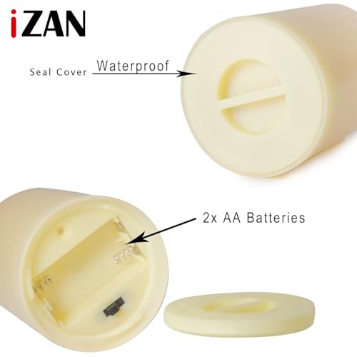 Image of iZAN Set of 1 Outdoor Flameless LED Candle with Timer - Waterproof Plastic Flickering Battery Operated LED Pillar Candles Wedding Party Garden Decoration Long Lasting Battery Life 3x4 inch
