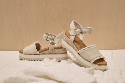 Image of TOMS Women's Diana Wedge Heel Sandal, Leather Upper, Rope-Wrapped Midsole, Adjustable Strap, Buckle, OrthoLite Insole