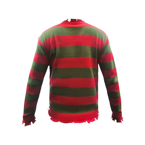 Adult Halloween Men's Knitted Striped Sweater Horror Killer Movie Devil Costume with Hat2