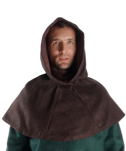Capuche médiévale en feutre de laine isolant et imperméable rouge pour GN