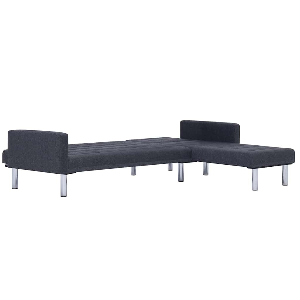 Sofá cama en forma de L gris oscuro poliéster