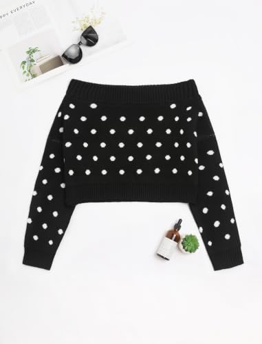 Image of ZAFUL Women Off Shoulder Sweatshirt Batwing Ribbed Knit Crop Sweaters
