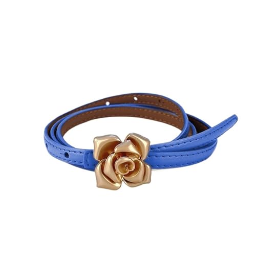 Women's Leather Thin Belt Women's Flower Waist Slim Belt