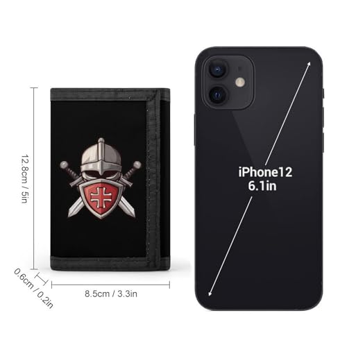 Templar Helmet Cross And Sword Medieval Crusader Trifold Wallet Slim Wallets Zip Coin Pocket with Credit Card Pockets for Men Women2