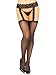Leg Avenue Women's Sheer Stockings with Attached Lace Garter Belt, Black Backseam, One Size