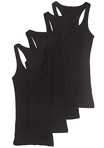 Zenana Outfitters 4 Pack Womens Basic Ribbed Racerback Tank Top (1X, Black, Black, Black, Black)