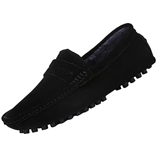Image of ANUFER Men's Suede Leather Penny Loafers Comfort Driving Shoes Moccasin Slippers