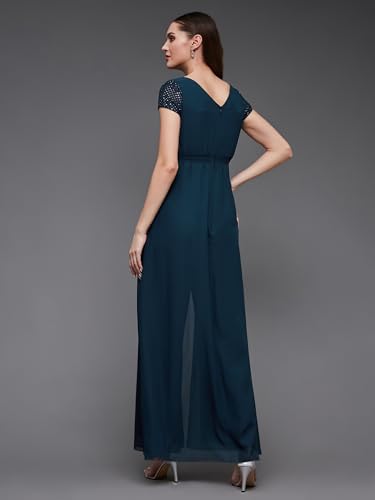 Image of Miss Chase Women's Keyhole Neck Regular Sleeve Regular Length Jumpsuit with Pockets