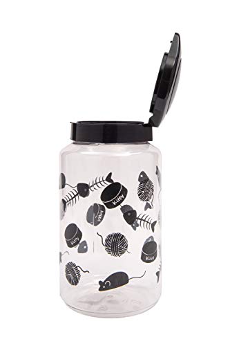 Lixit-Food-and-Treat-Storage-Jars-for-Dogs-Cats-Small-Animals-and-Birds-128oz-Cats-Black Food and Treat Storage Jars for Dogs