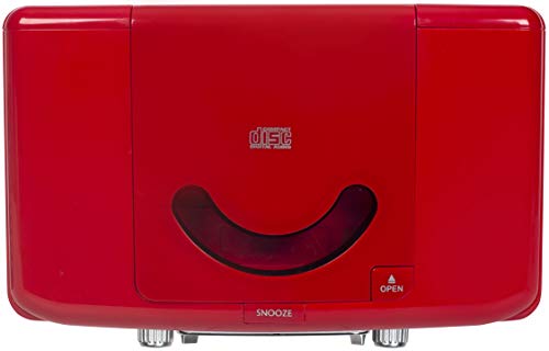 Crosley CR612B-RE Corsair Retro AM/FM Alarm Clock Radio and CD Player with Stereo Bluetooth Speakers, Red by Crosley - Image 8