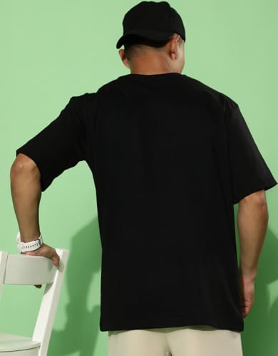 Image of Cotton Blend Oversized Loose Fit Drop Shoulder Graphic Printed Men's Half Sleeve T-Shirt (Sizes: S to 2XL)